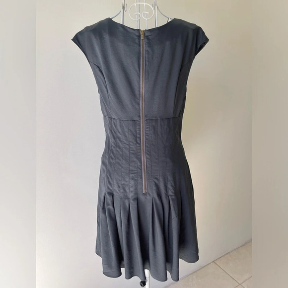 Geren Ford A Line olive Green Dress Pleated Skirt wool blend back zipper size M - Picture 2 of 7